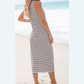 REDUCED!!!  Lydie White Striped Print Sleeveless Buttoned Maxi Dress  REDUCED!!!
