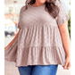 Casey PLUS SIZE Eyelet Pattern Ruffle Sleeve Babydoll Top