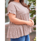 Casey PLUS SIZE Eyelet Pattern Ruffle Sleeve Babydoll Top