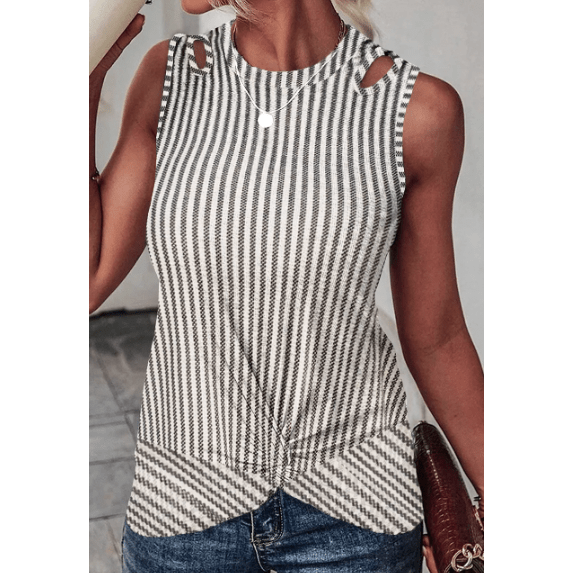 Evita Striped Cutout Twist Front Tank Top