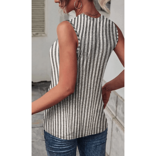 Evita Striped Cutout Twist Front Tank Top