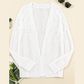 Corinna White Solid Open Knit Cardigan