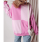 Ryder Pink Colorblock Henley High Low Oversize Sweatshirt