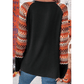 Hali Orange Geo Print Raglan Patchwork Long Sleeve Tee