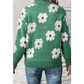 Karlene Green Floral Pattern Half Zip Drop Shoulder Sweater