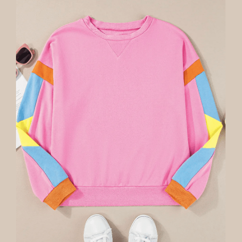 Kress Pink Candy Colorblock French Terry Top