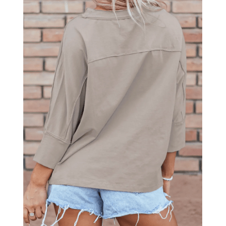 Ollie Grey Floral Starbust Exposed Seam Mineral Wash Top