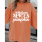 Orange Whatever Spices Your Pumpkin Graphic Corded Pullover Sweatshirt