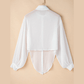 Jannel White Solid Knotted Front Loose Fit Sheer Shirt