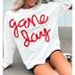 White/Red Tinsel Game Day Drop Shoulder Graphic Sweatshirt