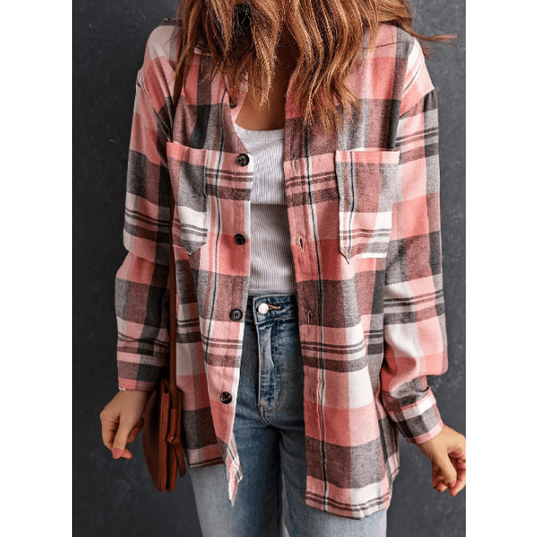 Coley Pink Plaid Button Up Patch Pocket Shirt