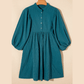 REDUCED!!!  Tabatha Blue Corduroy Snap Buttons Empire Waist Bracelet Sleeve Dress  REDUCED!!!
