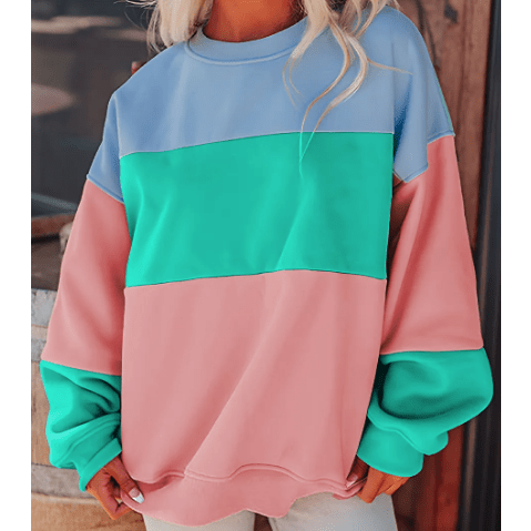 Ashlea Blossom Colorblock Patchwork Drop Shoulder Sweatshirt