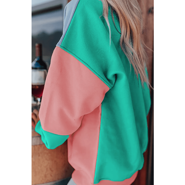 Ashlea Blossom Colorblock Patchwork Drop Shoulder Sweatshirt