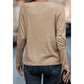 Kirky Pale Khaki Solid Ruched Raglan Sleeve Knit Top