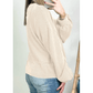 Apryl Apricot Corded Texture Lantern Sleeve Buttons Henley Top