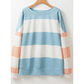 Lona Light Blue Colorblock Striped Drop Shoulder Long Sleeve Top