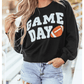 Black GAME DAY Graphic Varsity Pullover Sweatshirt