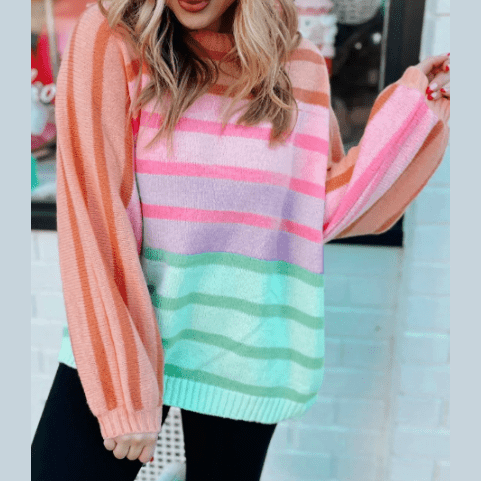 Dorthea Multicolour Gradient Striped Ribbed Edge Loose Sweater