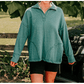 Nixie Evergreen Exposed Seam Collared Pocketed Loose Sweatshirt