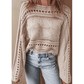 Livvie Khaki Hollow-out Cable Knit Cropped Sweater