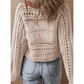 Livvie Khaki Hollow-out Cable Knit Cropped Sweater