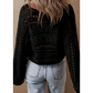 Livvie Black Hollow-out Cable Knit Cropped Sweater