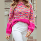 Anglaise Bright Pink Rainbow Confetti Drop Shoulder Sweater