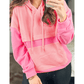 Roxi Pink Textured Color Block Kangaroo Pocket Drop Shoulder Hoodie