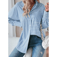 Willow Sky Blue Stripe Plaid Patchwork Button up Long Sleeve Shirt