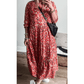 Sally Abstract Print Notch V Neck High Waist Maxi Dress - S to 4X