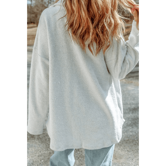 Gracelyn Grey Flap Pocket Relaxed Shacket