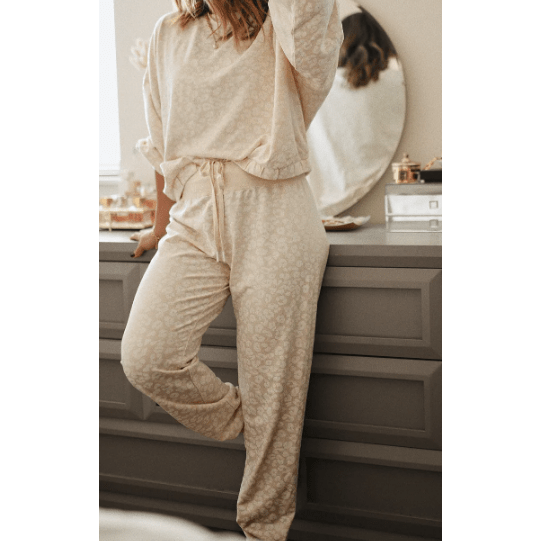 Candy Cheetah Print Two Piece Loose Fit Cozy Loungewear