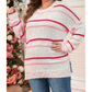 Darlet Pink Stripe Drop Shoulder Side Split PLUS SIZE Sweater