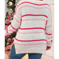 Darlet Pink Stripe Drop Shoulder Side Split PLUS SIZE Sweater