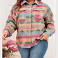 Marquette Pink PLUS SIZE Aztec Printed Flap Pocket Shacket - 1X to 3X