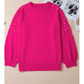 Lindy Strawberry Pink Pearled Decor Raglan Sleeve PLUS SIZE Sweater