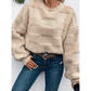 Keisha Parchment Checkered Sherpa Crew Neck Loose Sweater