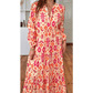 Orlee Orange Western Abstract Geometric Printed Maxi Dress