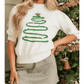 White Tinsel Christmas Tree Graphic Puff Sleeve Sweater