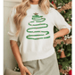 White Tinsel Christmas Tree Graphic Puff Sleeve Sweater