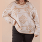 Lyanna Apricot PLUS SIZE Western Aztec Print Loose Sweater