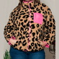 Lora Leopard PLUS SIZE Color Block Chest Pocket Sherpa Jacket