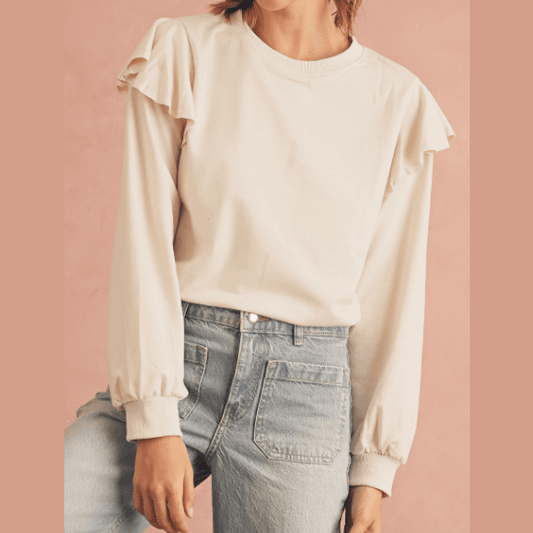 Clea Ruffled Shoulder Long Sleeve Blouse