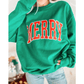 Bright Green MERRY Graphic Pullover Sweatshirt