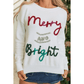 White Tinsel Merry and Bright Graphic Christmas Sweater