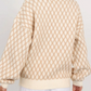 Shelly Oatmeal Diamond Knit Drop Shoulder Loose Sweater