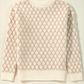 Shelly Oatmeal Diamond Knit Drop Shoulder Loose Sweater