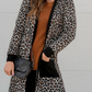 Tansy Black Leopard Patched Pocket Open Front Cardigan