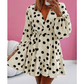 Allona Beige Polka Dot Printed Surplice V Neck Puff Sleeve Mini Dress